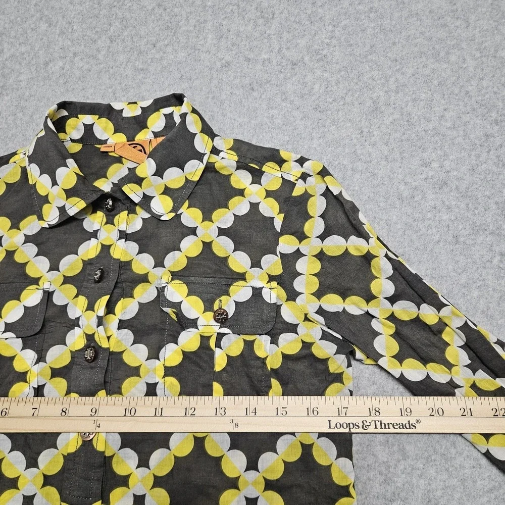 Tory‎ Burch Women's 100% silk Blouse Quarter Snap Buttons Size 4